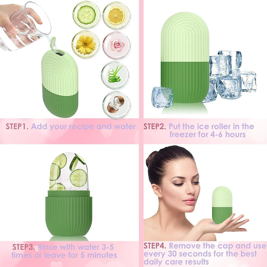 Beauty Ice Roller for Face & Eye Massager – Reusable Facial Roller (1 Pc)